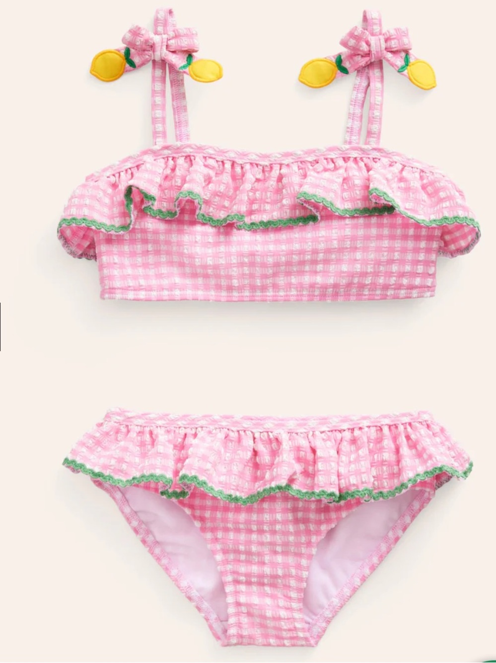 NWT Mini Boden Girls Seersucker Frilly Bikini
